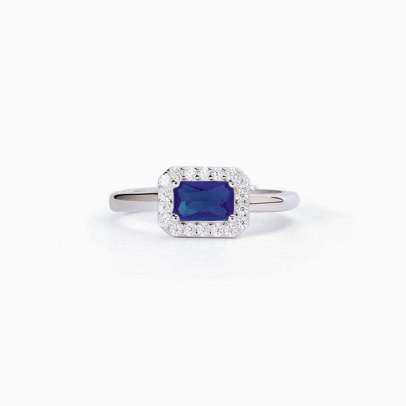 Anillo de mujer de plata con zafiro sintético y circonitas ¿COOL O RÉTRO? Mabina 523337