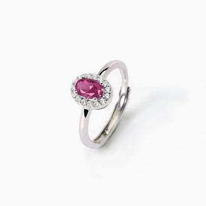 Anello in argento con rubino sintetico ovale e cristalli COOL OR RÉTRO? Mabina 523340