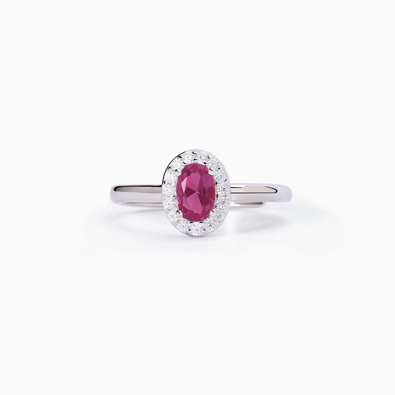 Anello in argento con rubino sintetico ovale e cristalli COOL OR RÉTRO? Mabina 523340