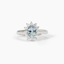 Cargar imagen en el visor de la galería, Anillo de mujer de plata con aguamarina sintética ovalada ¿COOL OR RÉTRO? Mabina 523358
