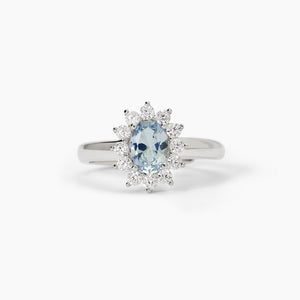 Anillo de mujer de plata con aguamarina sintética ovalada ¿COOL OR RÉTRO? Mabina 523358