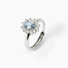 Cargar imagen en el visor de la galería, Anillo de mujer de plata con aguamarina sintética ovalada ¿COOL OR RÉTRO? Mabina 523358
