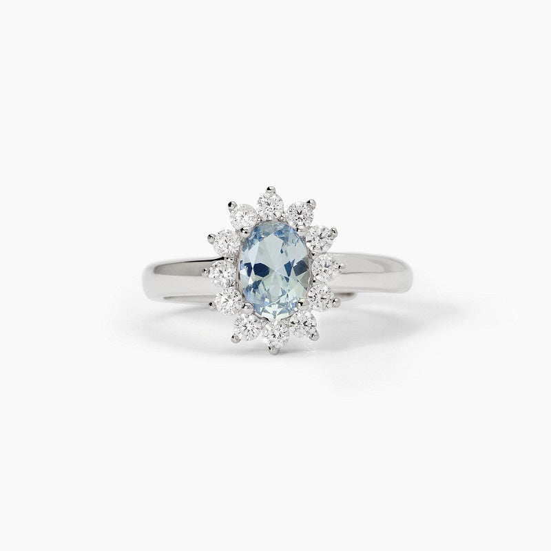 Anillo de mujer de plata con aguamarina sintética ovalada ¿COOL OR RÉTRO? Mabina 523358