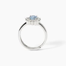 Cargar imagen en el visor de la galería, Anillo de mujer de plata con aguamarina sintética ovalada ¿COOL OR RÉTRO? Mabina 523358
