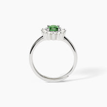 Cargar imagen en el visor de la galería, Anillo de mujer de plata con esmeralda sintética ovalada ¿COOL OR RÉTRO? Mabina 523359
