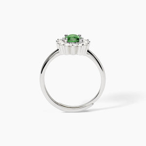 Anillo de mujer de plata con esmeralda sintética ovalada ¿COOL OR RÉTRO? Mabina 523359