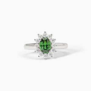 Anillo de mujer de plata con esmeralda sintética ovalada ¿COOL OR RÉTRO? Mabina 523359