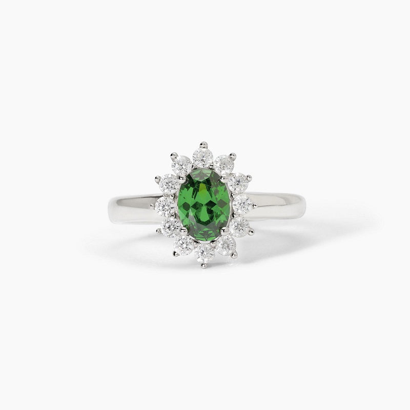 Anillo de mujer de plata con esmeralda sintética ovalada ¿COOL OR RÉTRO? Mabina 523359