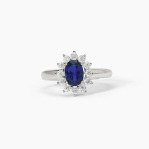 Anillo de mujer de plata con zafiro sintético ovalado ¿COOL OR RÉTRO? Mabina 523360