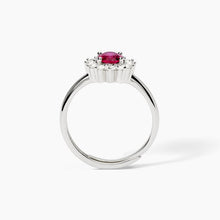 Cargar imagen en el visor de la galería, Anillo de mujer de plata con rubí sintético ovalado ¿COOL O RÉTRO? Mabina 523361
