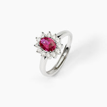 Cargar imagen en el visor de la galería, Anillo de mujer de plata con rubí sintético ovalado ¿COOL O RÉTRO? Mabina 523361
