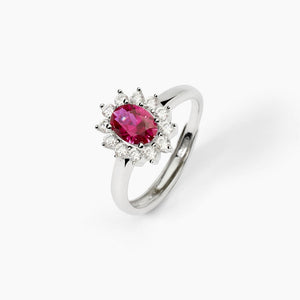 Anillo de mujer de plata con rubí sintético ovalado ¿COOL O RÉTRO? Mabina 523361