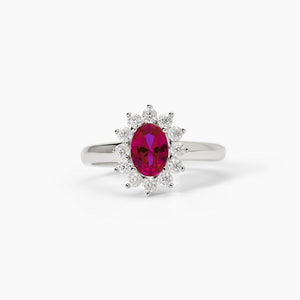 Anillo de mujer de plata con rubí sintético ovalado ¿COOL O RÉTRO? Mabina 523361
