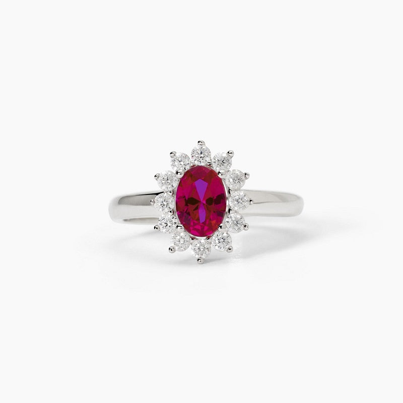 Anillo de mujer de plata con rubí sintético ovalado ¿COOL O RÉTRO? Mabina 523361