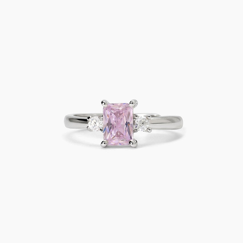 Anillo de mujer de plata con circonita sintética rosa BATTITO Mabina 523362