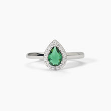 Cargar imagen en el visor de la galería, Anillo de mujer de plata con esmeralda sintética ¿COOL O RÉTRO? Mabina 523372
