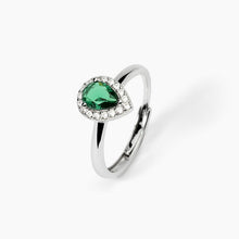 Cargar imagen en el visor de la galería, Anillo de mujer de plata con esmeralda sintética ¿COOL O RÉTRO? Mabina 523372
