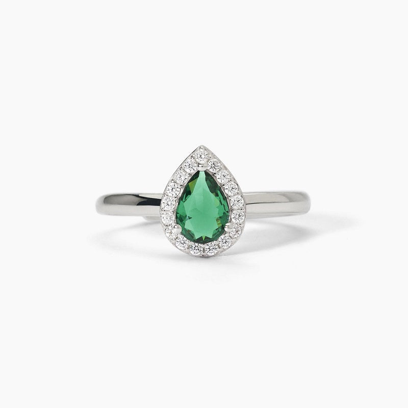 Anillo de mujer de plata con esmeralda sintética ¿COOL O RÉTRO? Mabina 523372