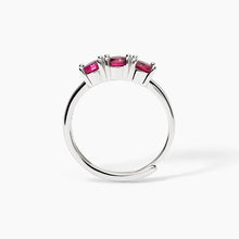 Cargar imagen en el visor de la galería, Anillo de mujer en plata rodiada con rubíes TRILOGY Mabina 523389
