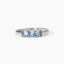 Cargar imagen en el visor de la galería, Anillo de mujer en plata rodiada con aguamarina sintética Mabina 523391
