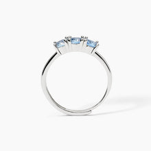 Cargar imagen en el visor de la galería, Anillo de mujer en plata rodiada con aguamarina sintética Mabina 523391

