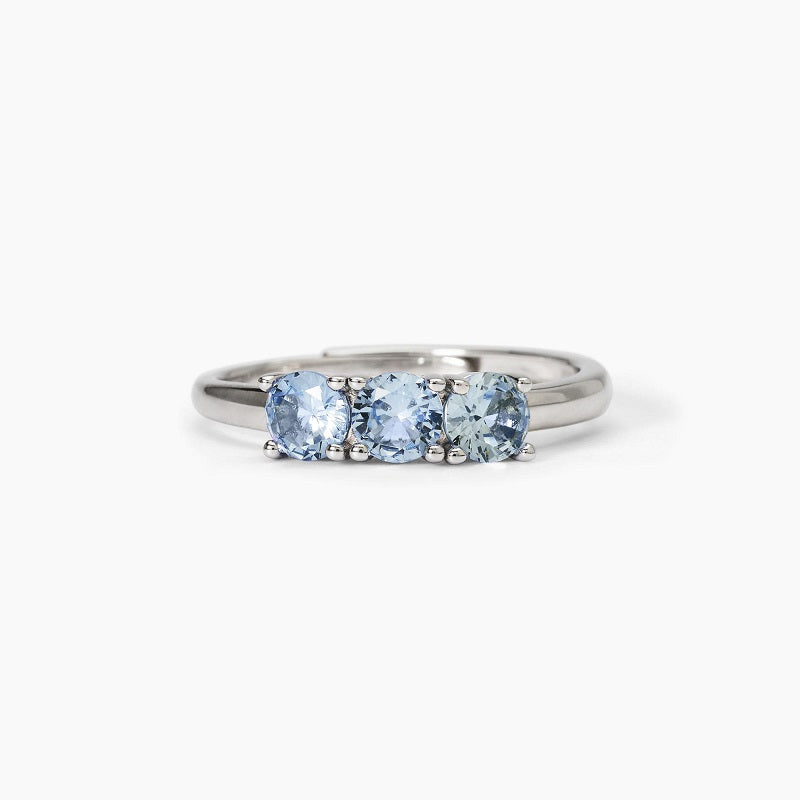 Anillo de mujer en plata rodiada con aguamarina sintética Mabina 523391