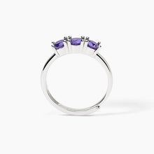 Cargar imagen en el visor de la galería, Anillo de mujer en plata rodiada con circonitas moradasTRILOGY Mabina 523392

