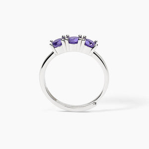 Anillo de mujer en plata rodiada con circonitas moradasTRILOGY Mabina 523392