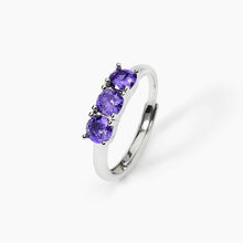 Cargar imagen en el visor de la galería, Anillo de mujer en plata rodiada con circonitas moradasTRILOGY Mabina 523392
