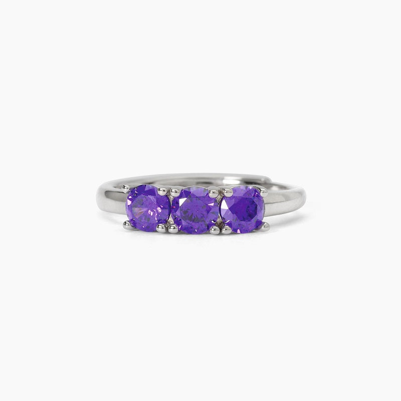 Anillo de mujer en plata rodiada con circonitas moradasTRILOGY Mabina 523392