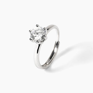 Anillo de mujer en plata rodiada con circonita SOLITAIRE Mabina 523395