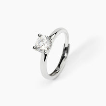 Cargar imagen en el visor de la galería, Anillo solitario de mujer en plata rodiada con circonita SOLITAIRE Mabina 523397
