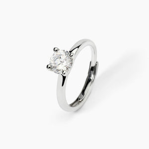 Anillo solitario de mujer en plata rodiada con circonita SOLITAIRE Mabina 523397