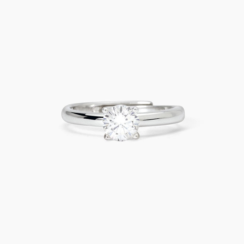 Anillo solitario de mujer en plata rodiada con circonita SOLITAIRE Mabina 523397