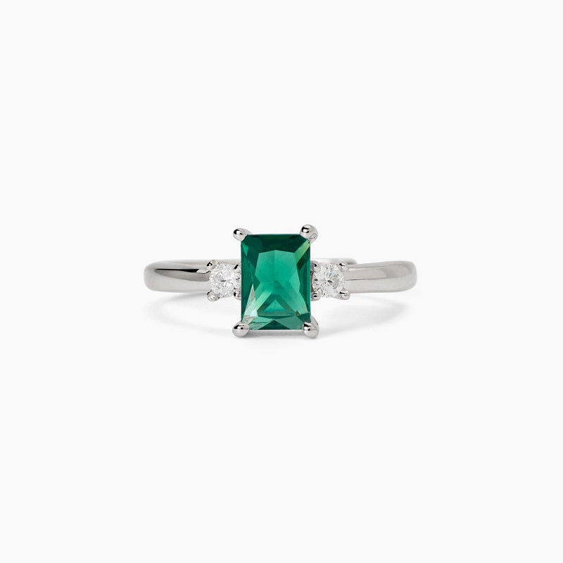 Anello da donna in argento con smeraldo sintetico Battito Mabina 523432