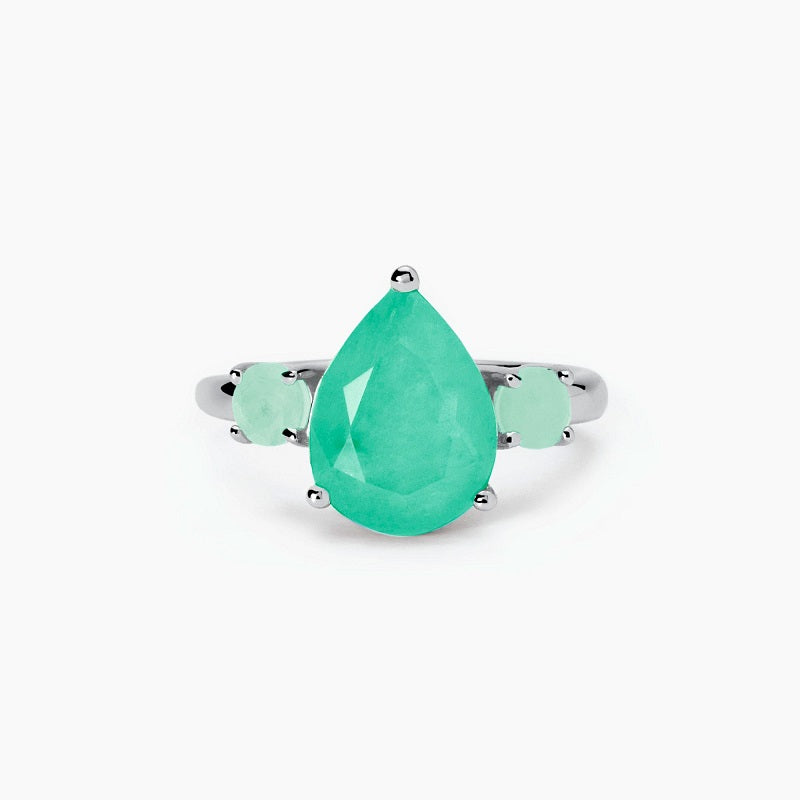 Anello con fusion stone glass verde Santorini Mabina 523434