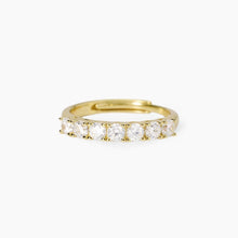 Carica l&#39;immagine nel visualizzatore di Gallery, Anello da donna veretta in acciaio dorato con zirconi Seventies Mabina 523458
