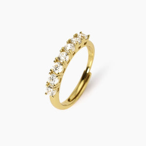 Anello da donna veretta in acciaio dorato con zirconi Seventies Mabina 523458