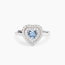 Cargar imagen en el visor de la galería, Anello da donna in argento con cuore acquamarina LOVE AFFAIR Mabina 523476
