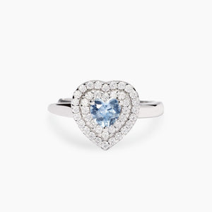 Anello da donna in argento con cuore acquamarina LOVE AFFAIR Mabina 523476