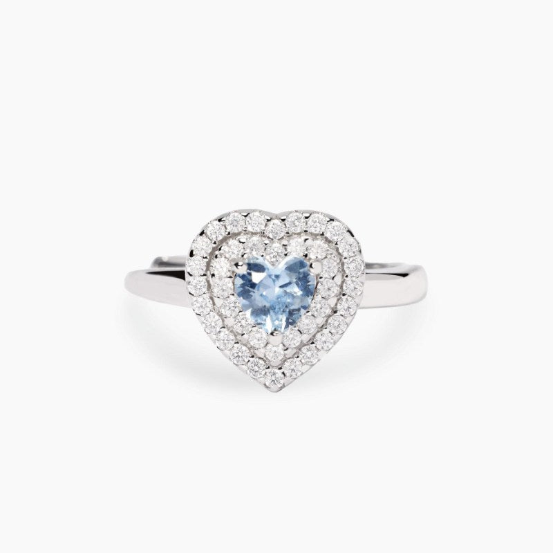 Anello da donna in argento con cuore acquamarina LOVE AFFAIR Mabina 523476