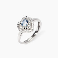 Cargar imagen en el visor de la galería, Anello da donna in argento con cuore acquamarina LOVE AFFAIR Mabina 523476
