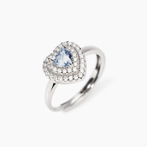 Anello da donna in argento con cuore acquamarina LOVE AFFAIR Mabina 523476