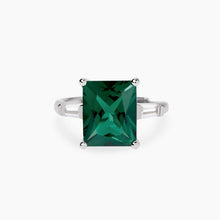 Cargar imagen en el visor de la galería, Anello da donna in argento con smeraldo sintetico BATTITO Mabina 523490
