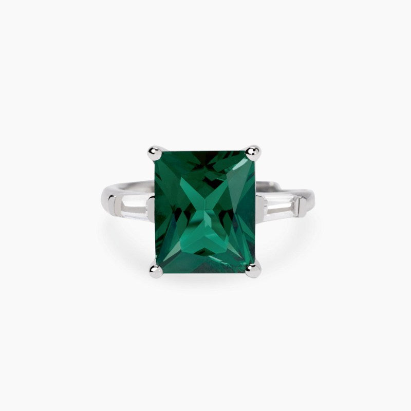 Anello da donna in argento con smeraldo sintetico BATTITO Mabina 523490