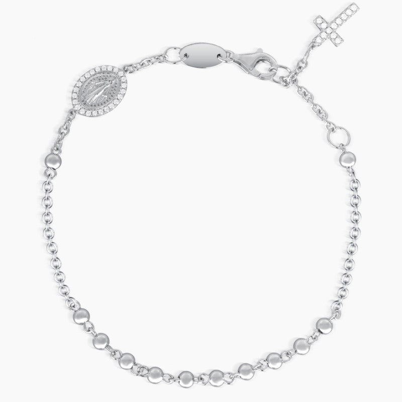 Bracciale rosario da donna in argento con ciondolo a croce Mabina 533033