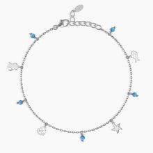 Carica l&#39;immagine nel visualizzatore di Gallery, Cavigliera da donna in argento con ciondoli LONG BEACH Mabina 533368
