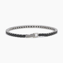 Cargar imagen en el visor de la galería, Pulsera tenis para hombre en plata bruñida con circonitas Mabina 533580
