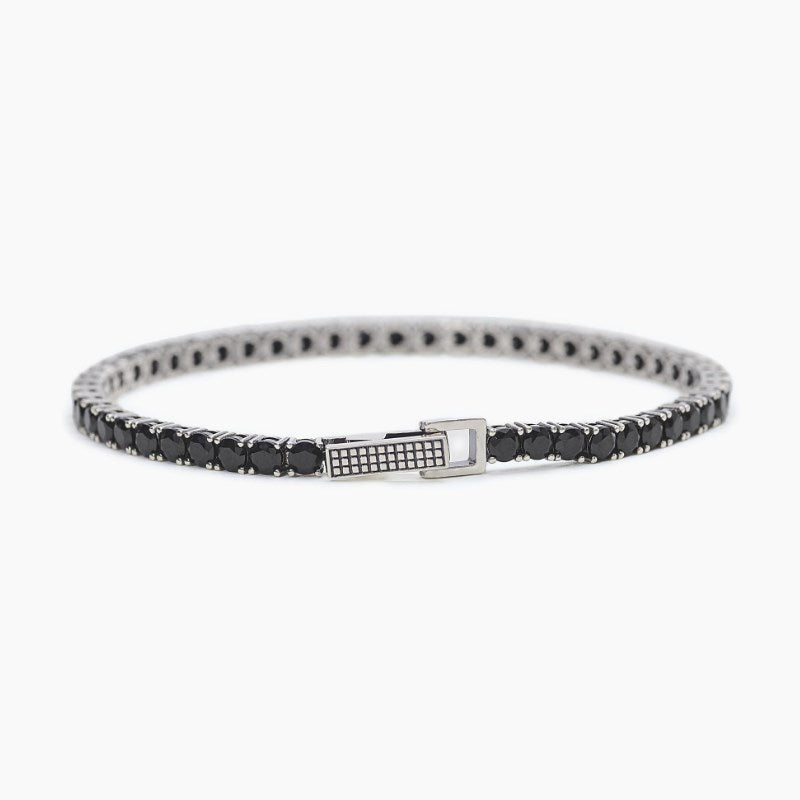 Pulsera tenis para hombre en plata bruñida con circonitas Mabina 533580