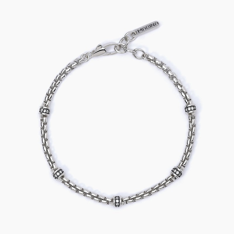 Pulsera de hombre con inserciones blancas MONTECARLO Mabina 533627